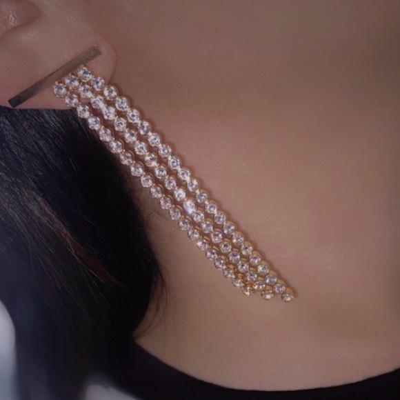 Gold-Tone Crystal Drop Earrings - Picture 3 of 6